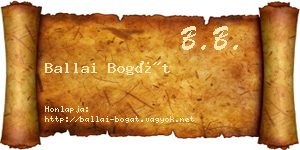 Ballai Bogát névjegykártya